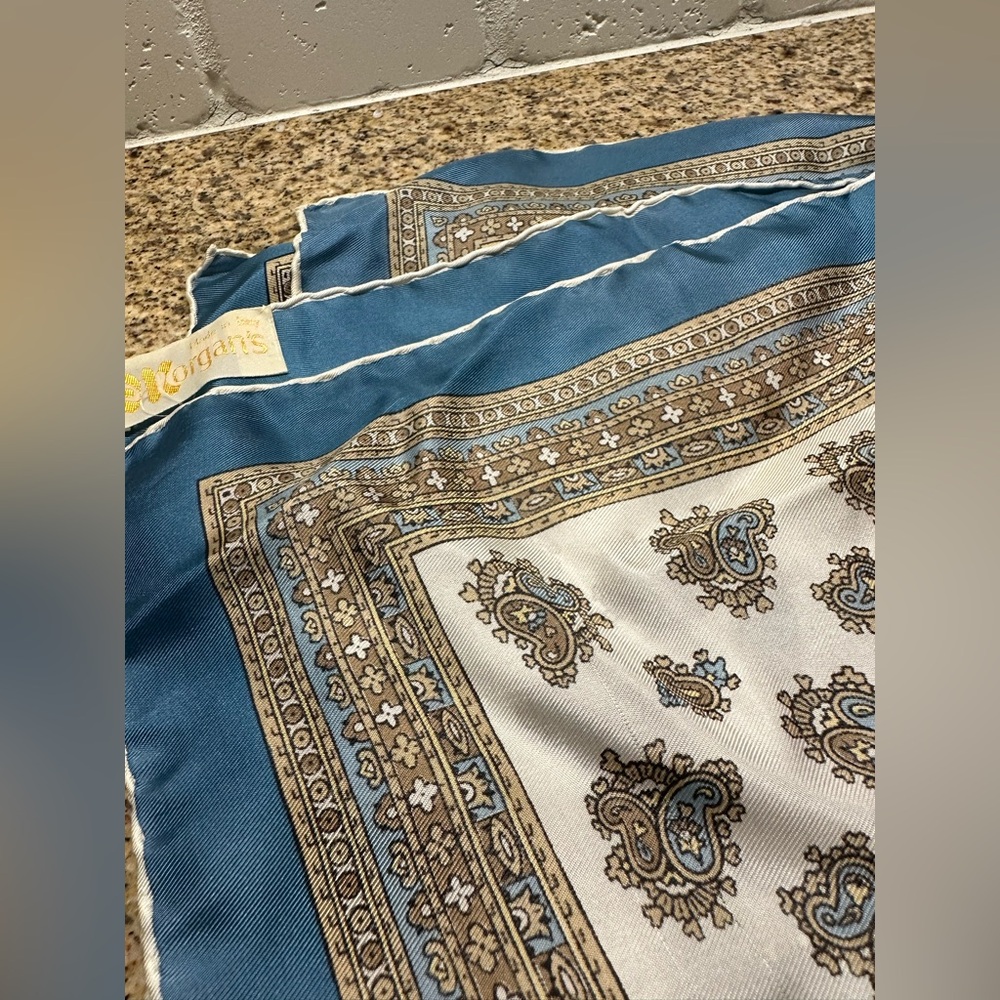 Beautiful Italian made vintage head/ neck scarf turquoise paisley.